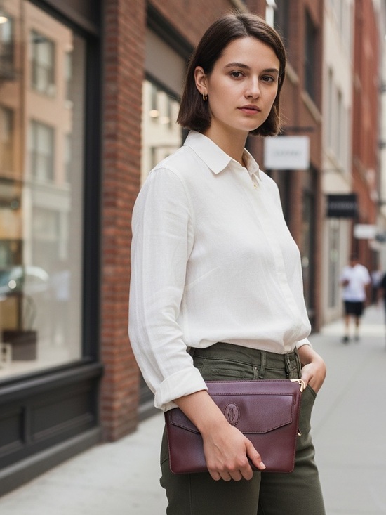 Cartier Handbags - Cartier Burgundy Clutch